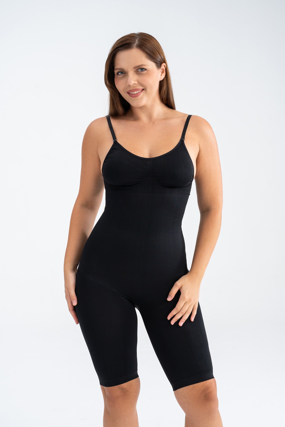 Premium Siyah Tüm Göbek Bel Basen Kalça Ve Üst Bacakta Ektili Büstiyerli Askılı Ince Gösteren Sıkılaştırıcı Korse