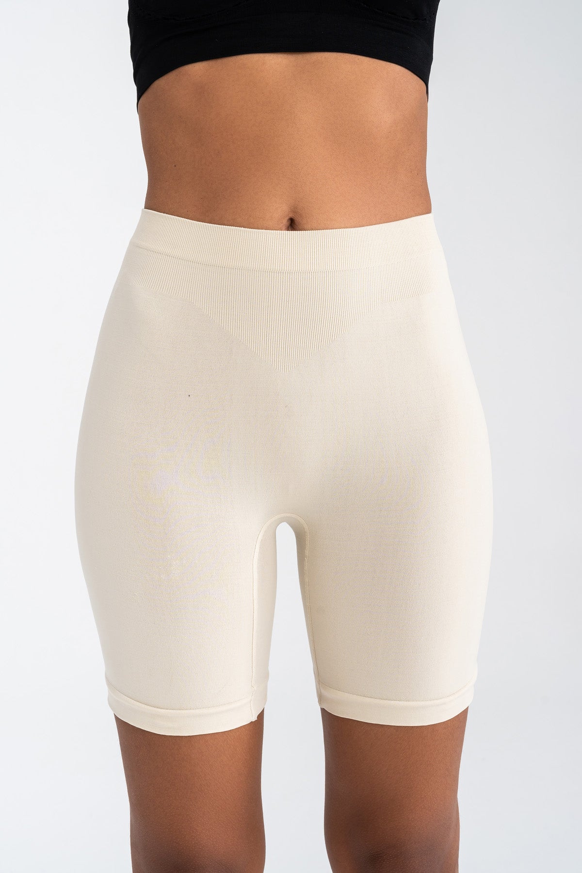 Kadın Ultra Rahat Seamless Yüksek Bel Uzun Paça Boxer Bej