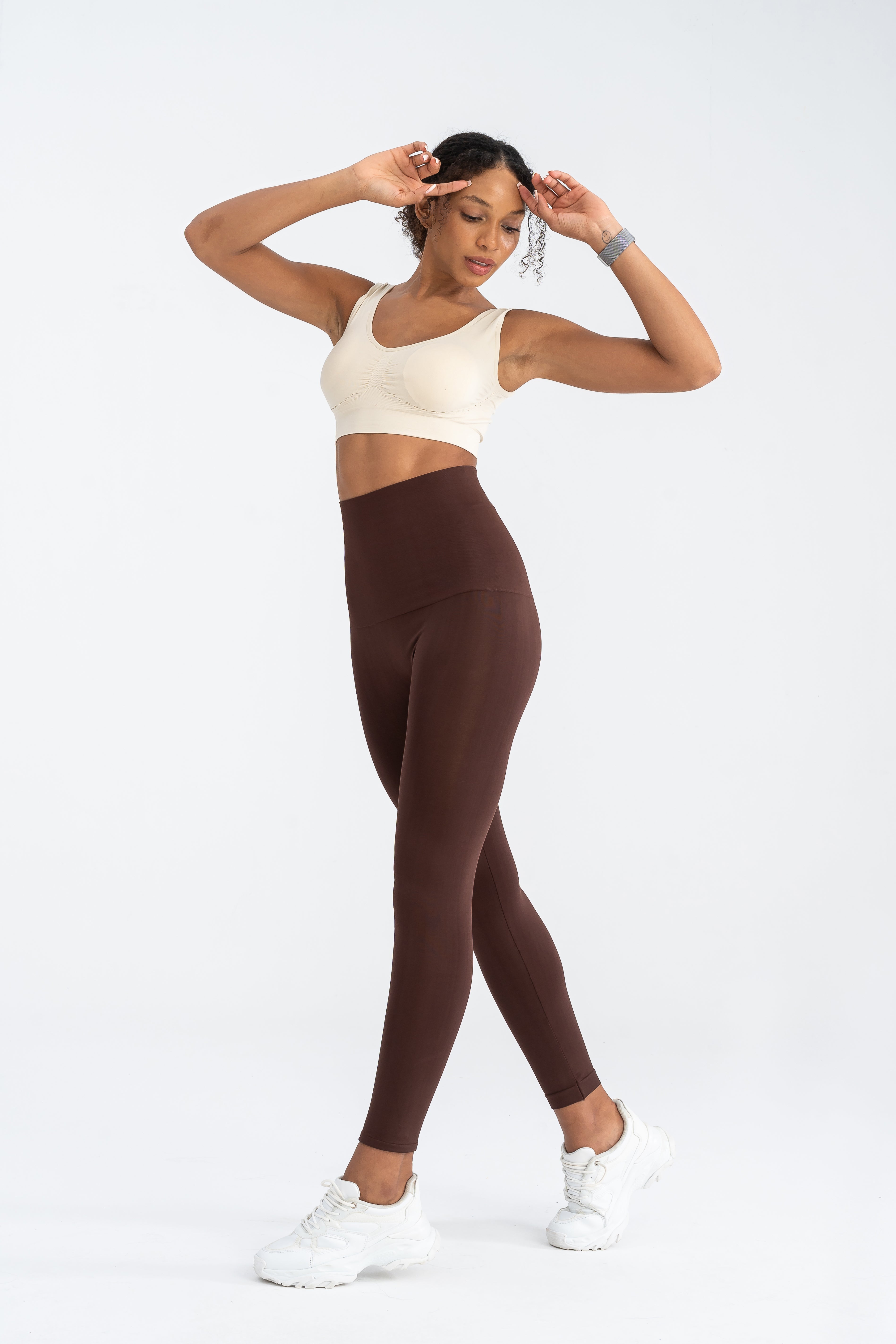 Yüksek Bel 2 Beden İncelten Korse Tayt Kahverengi