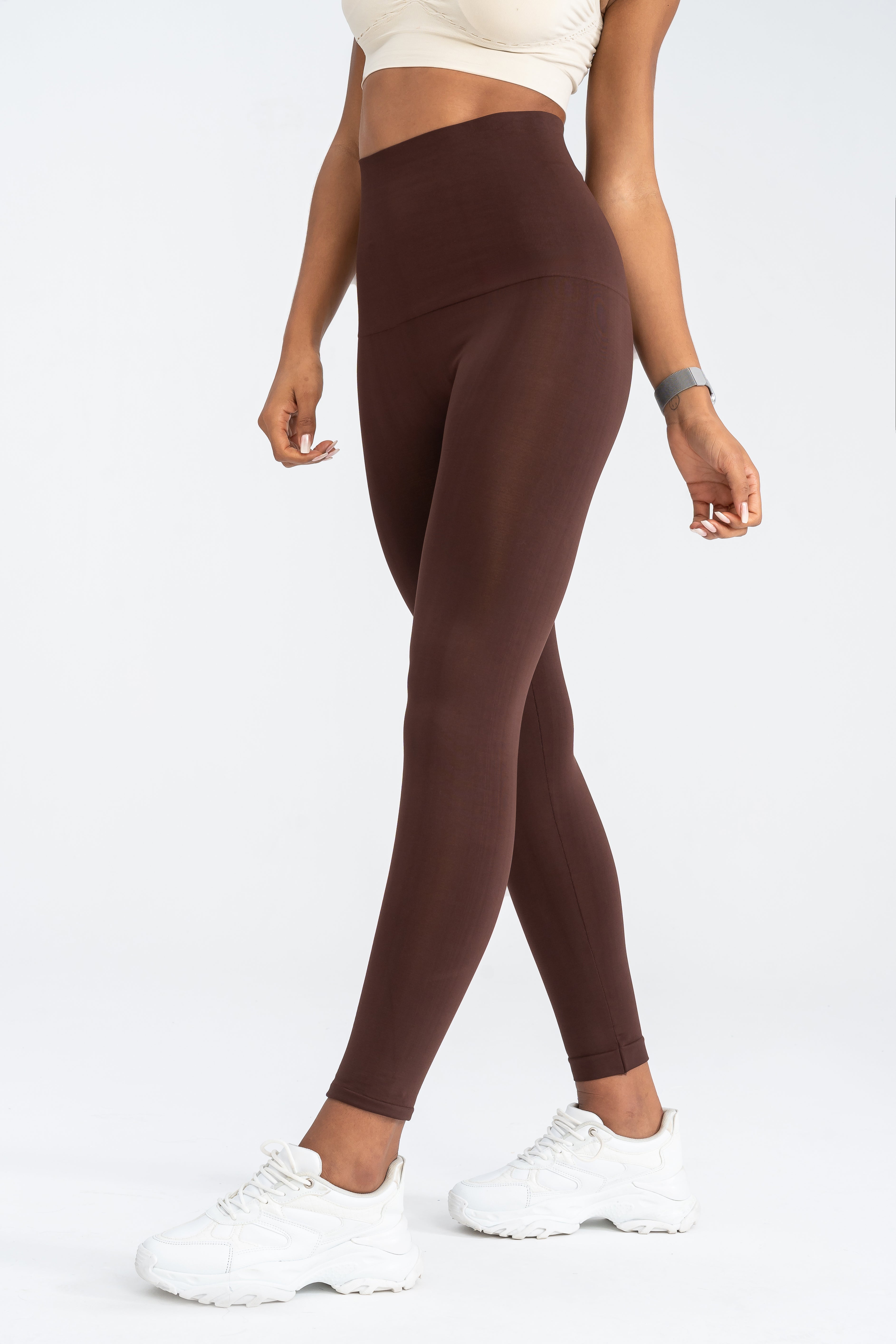 Yüksek Bel 2 Beden İncelten Korse Tayt Kahverengi