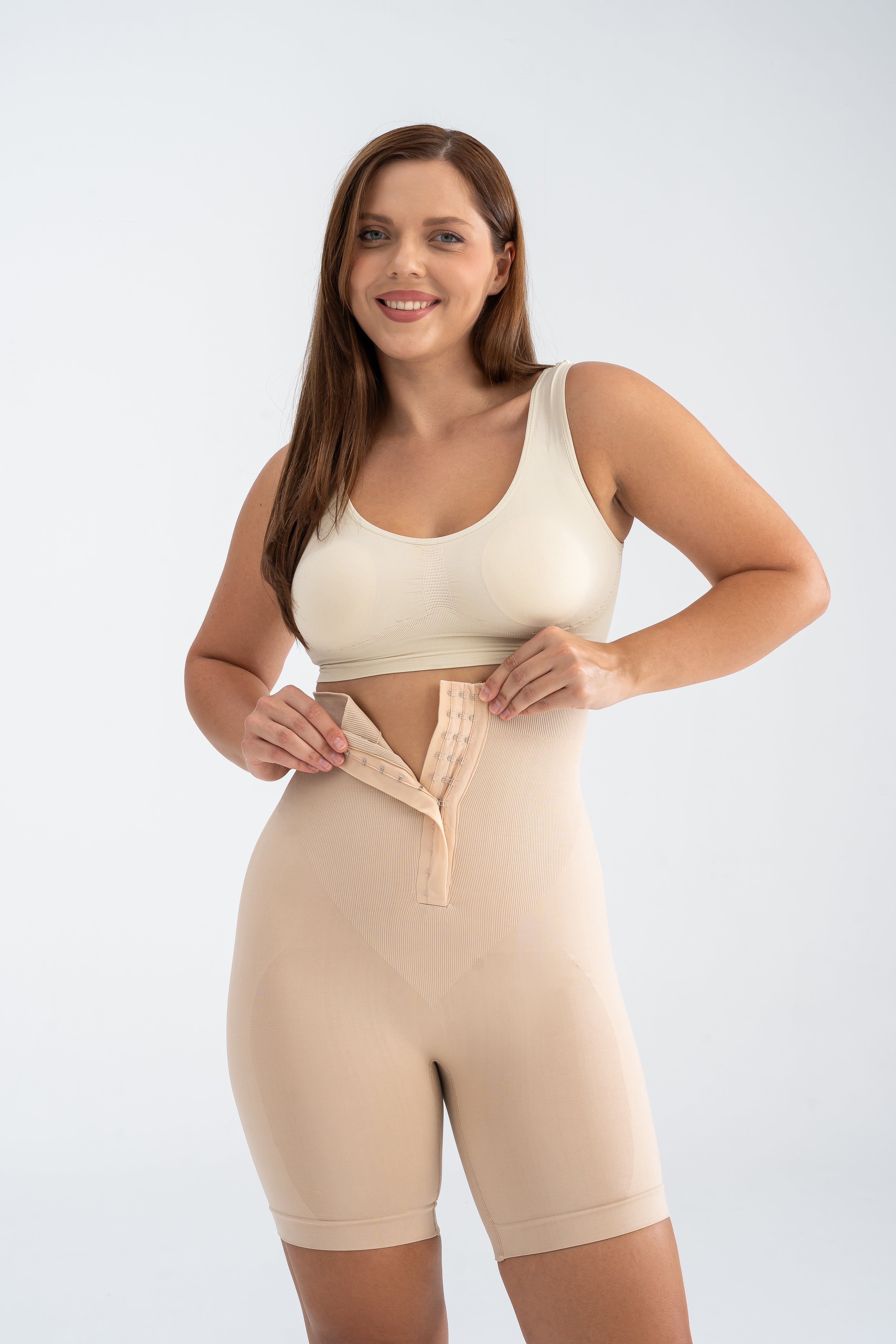 Premium Topralayıcı İnceltici Agraflı Korse Bej